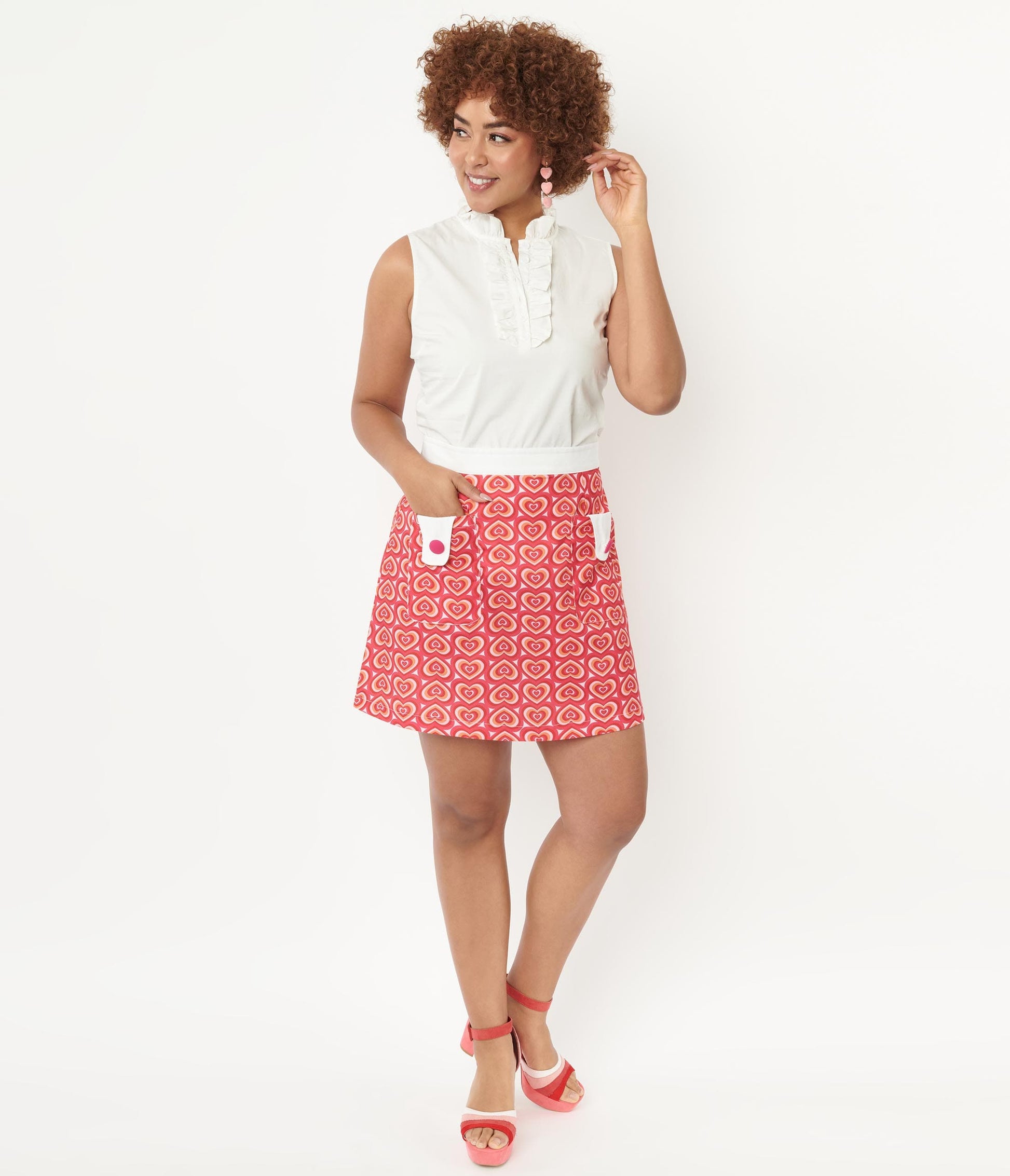 1960s Smak Parlour Pink Hypnotic Heart Mod Skirt