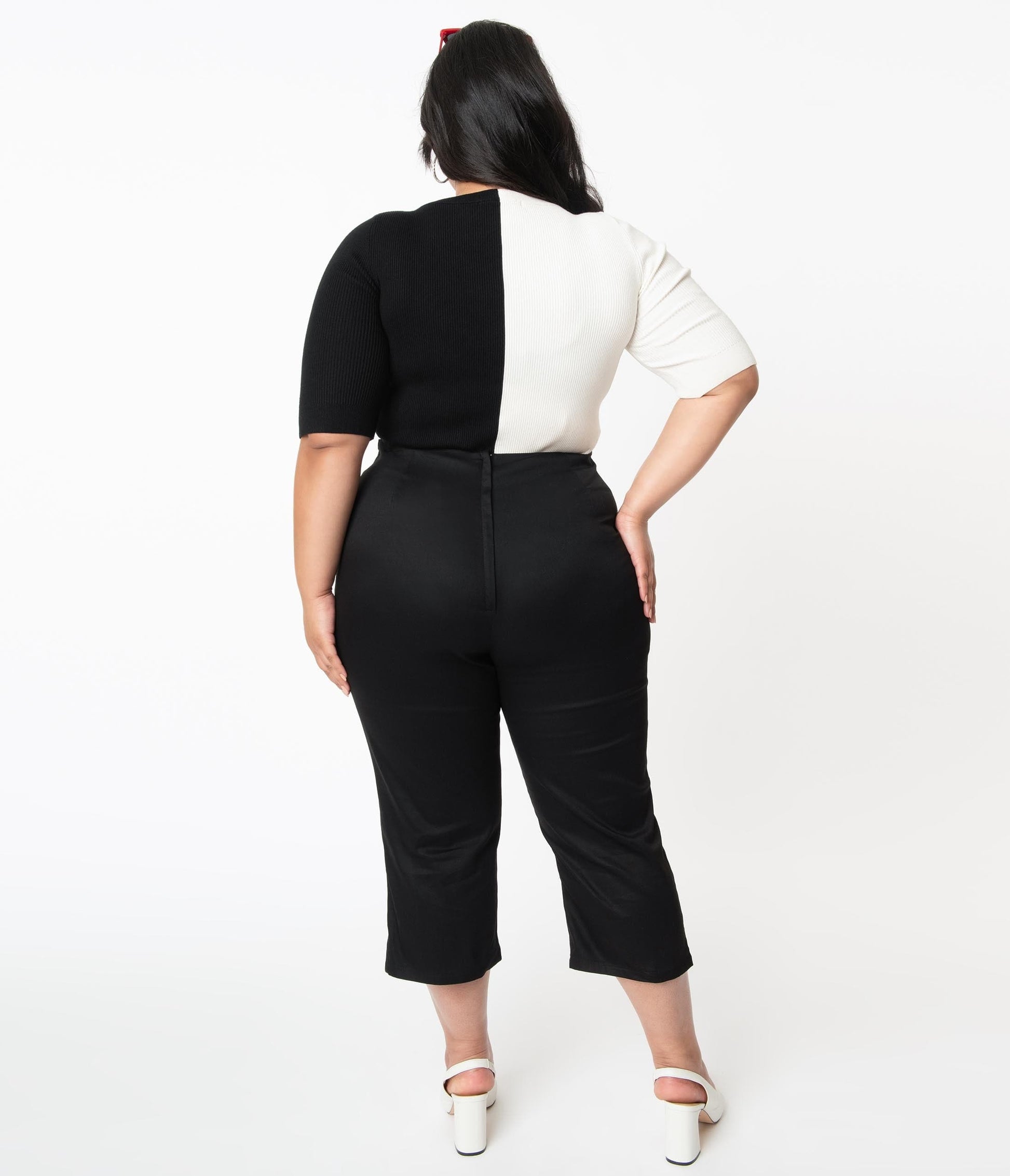 1960s Collectif Plus Size Black High Waist Bow Eugenia Capris