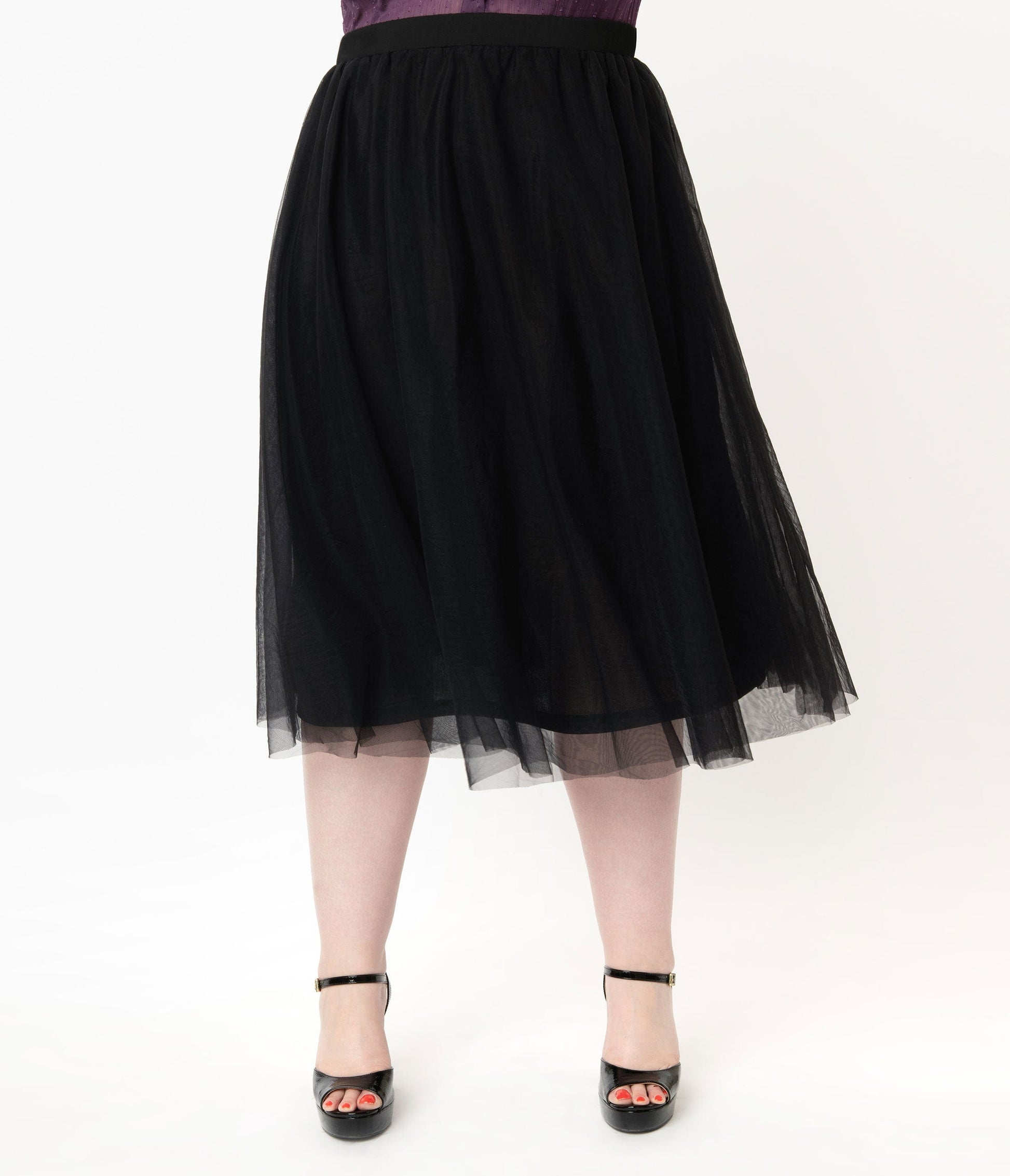 Unique Vintage Plus Size Black Tulle Hilty Skirt