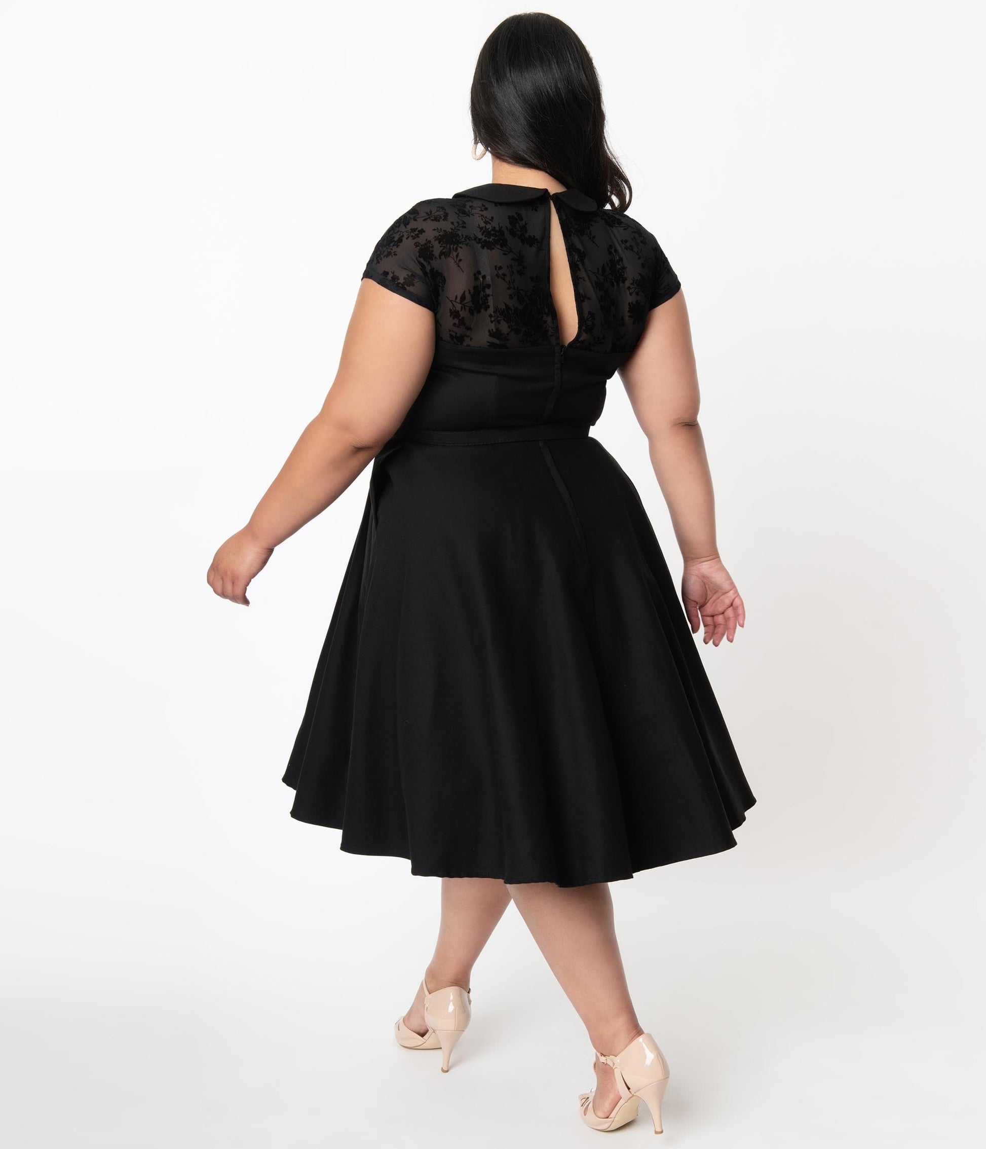 Unique Vintage Plus Size Black Erika Swing Dress