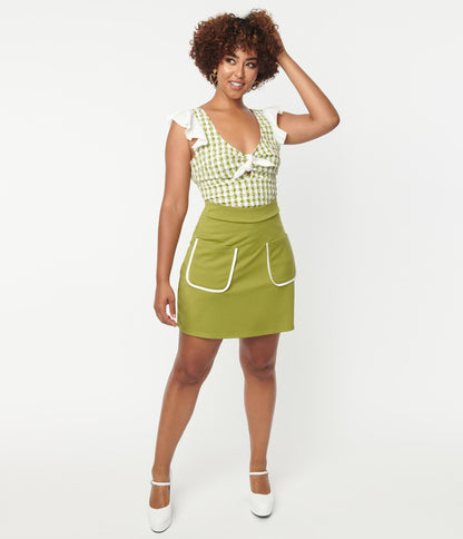 1960s Smak Parlour Avocado Green Say It Loud Mini Skirt