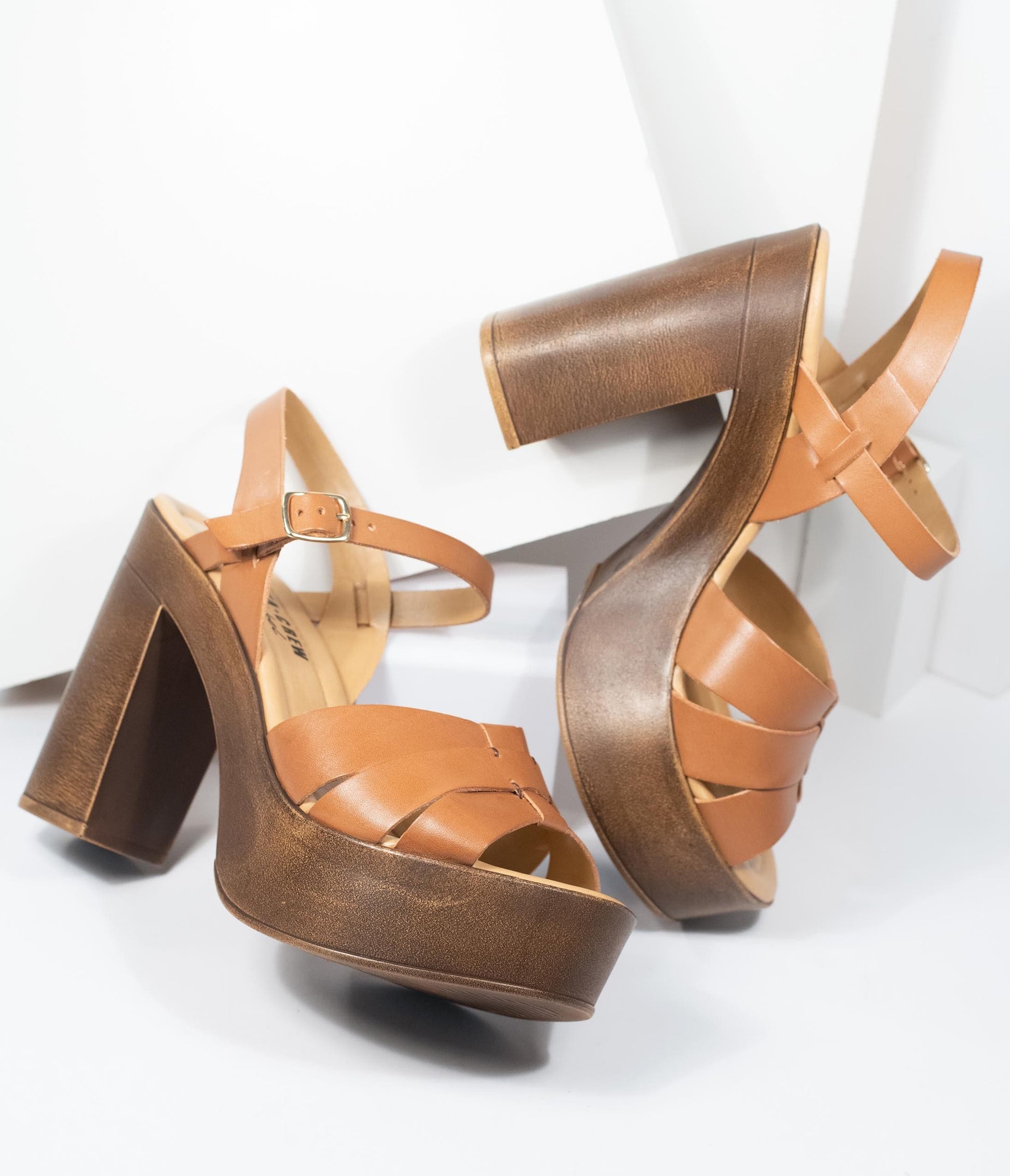 1970s Chelsea Crew Tan Leather Hollie Platform Heels