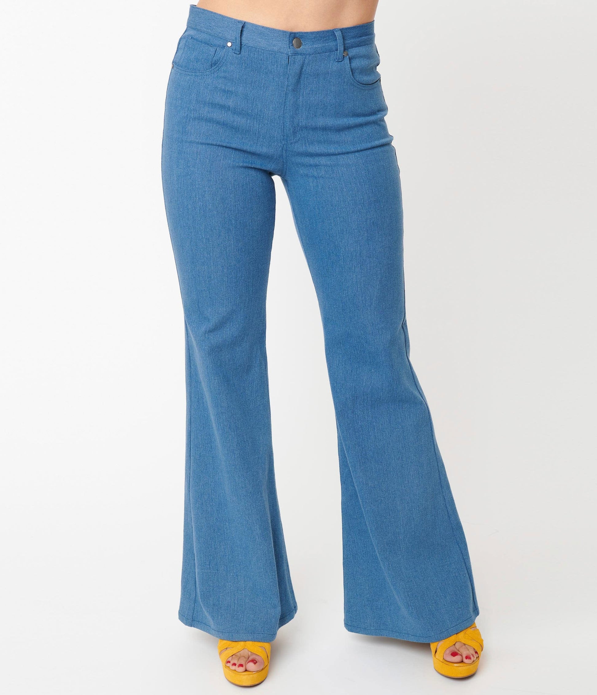 1970s Unique Vintage Light Indigo Denim Majors Flare Jeans