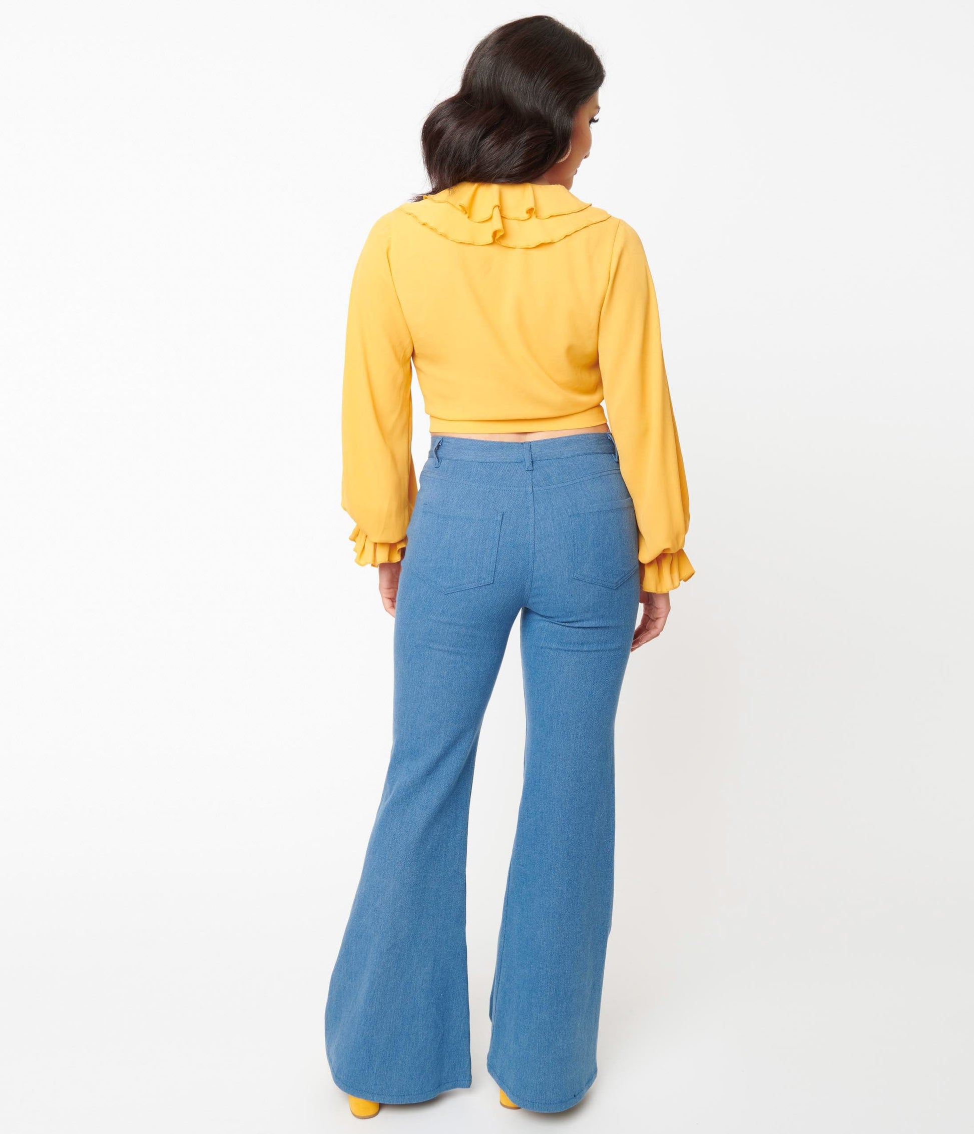 1970s Unique Vintage Light Indigo Denim Majors Flare Jeans