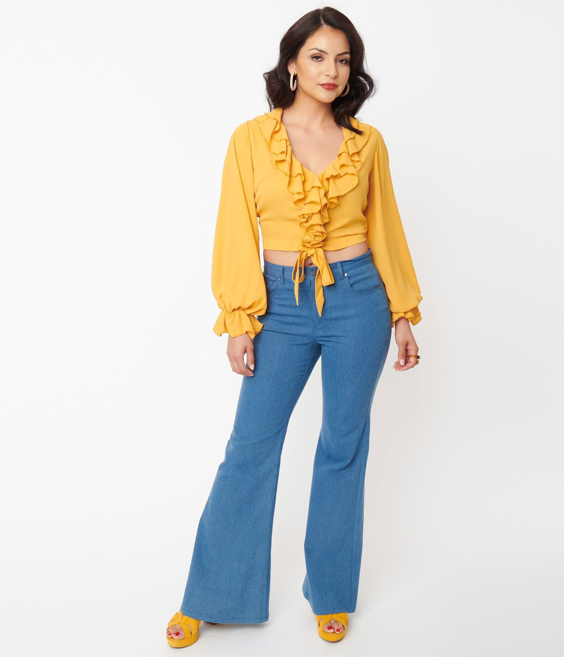 1970s Unique Vintage Light Indigo Denim Majors Flare Jeans