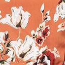 1970s Unique Vintage Plus Size Rust Orange & Taupe Floral Print Raleigh Jumpsuit
