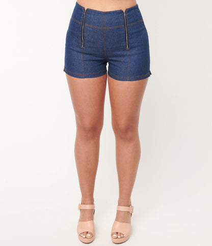 1960s Unique Vintage Blue Denim Summer Love Shorts