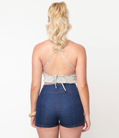 1960s Unique Vintage Blue Denim Summer Love Shorts