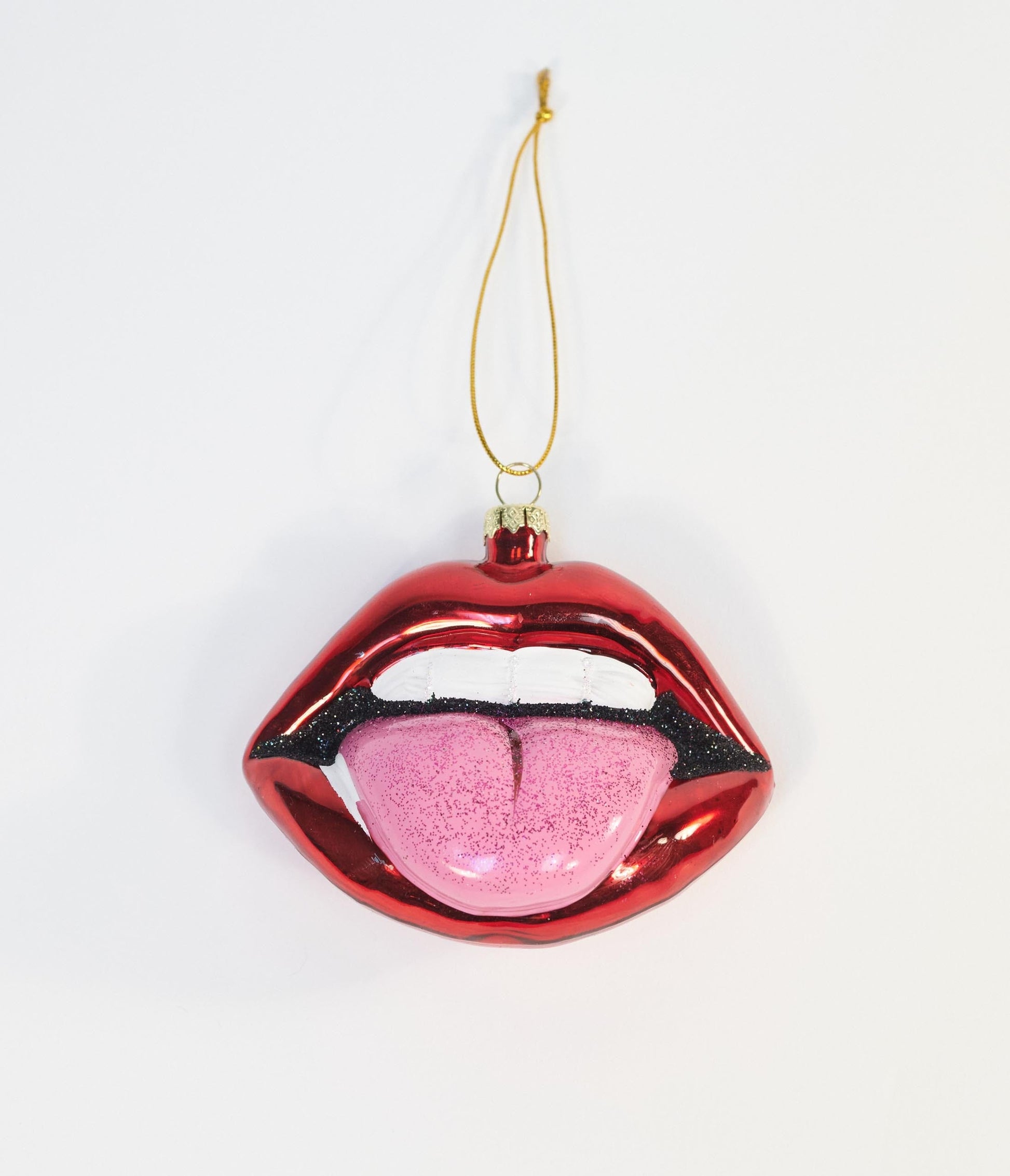 Rock & Roll Tongue Glass Ornament