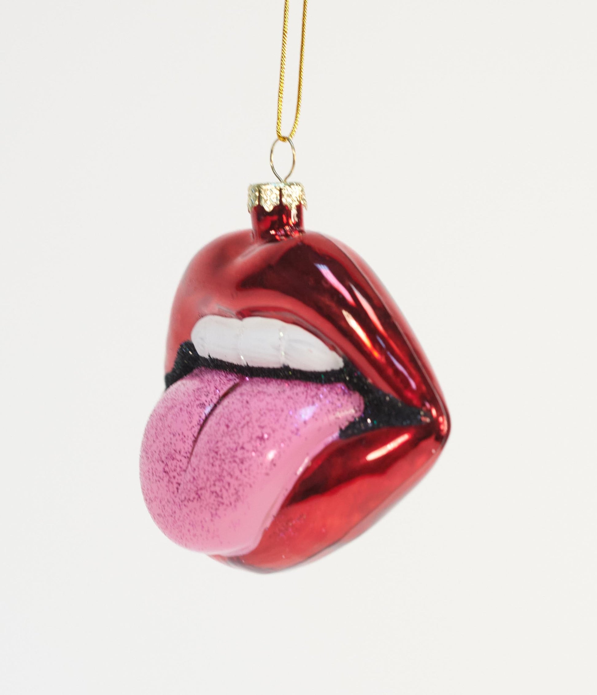 Rock & Roll Tongue Glass Ornament