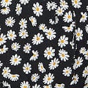 1940s Black & White Daisy Print Midi Wrap Dress