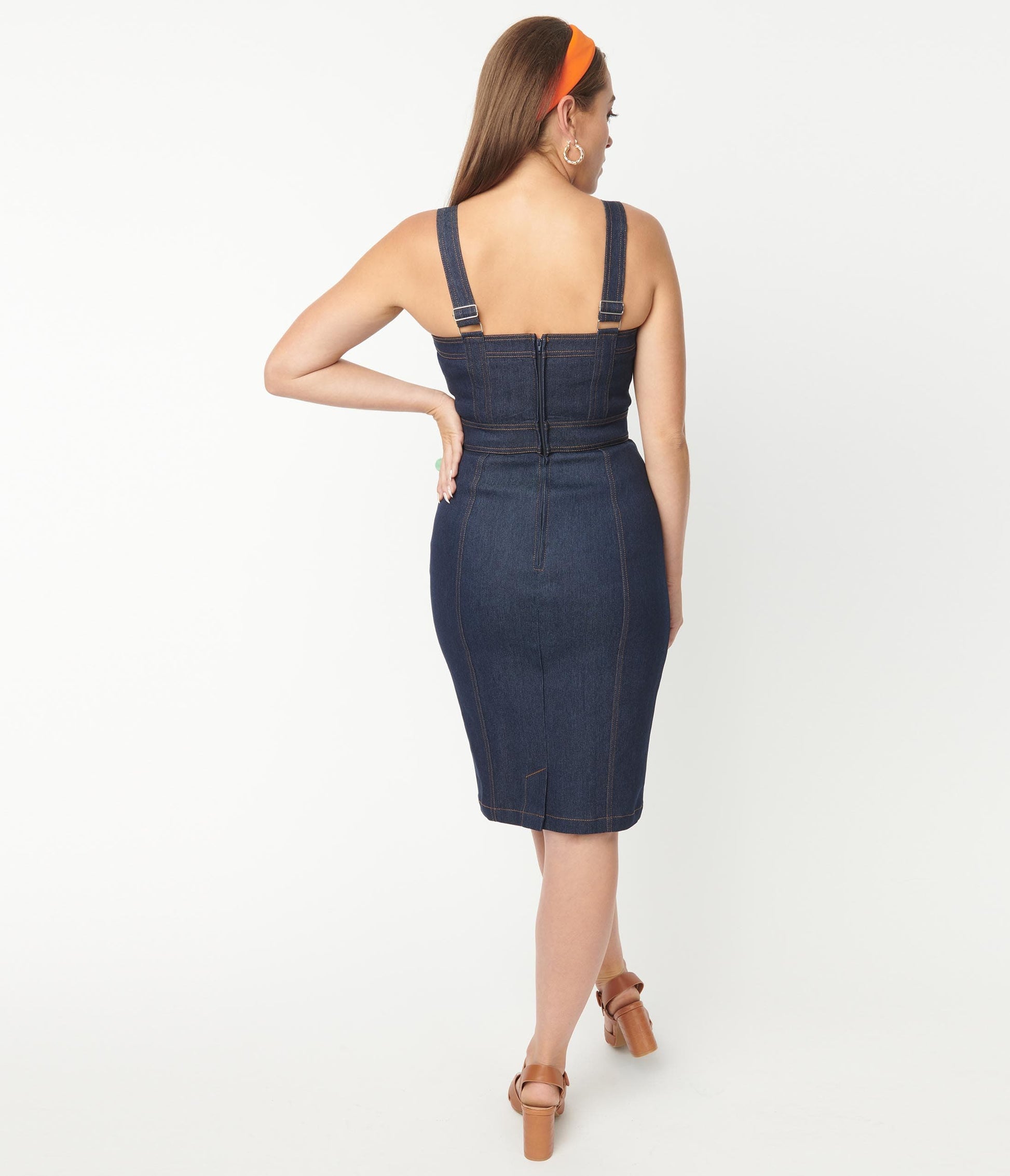 1950s Unique Vintage Dark Denim Kathleen Wiggle Dress