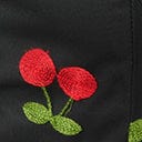 1950s Unique Vintage Black & Red Embroidered Cherry Hollie Swing Dress