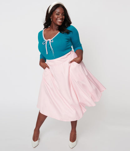 1950s Unique Vintage Plus Size Light Pink Vivien Swing Skirt