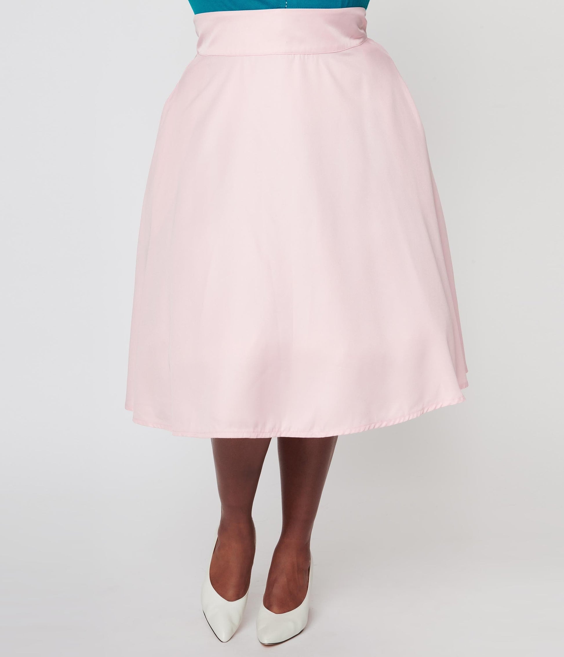 1950s Unique Vintage Plus Size Light Pink Vivien Swing Skirt