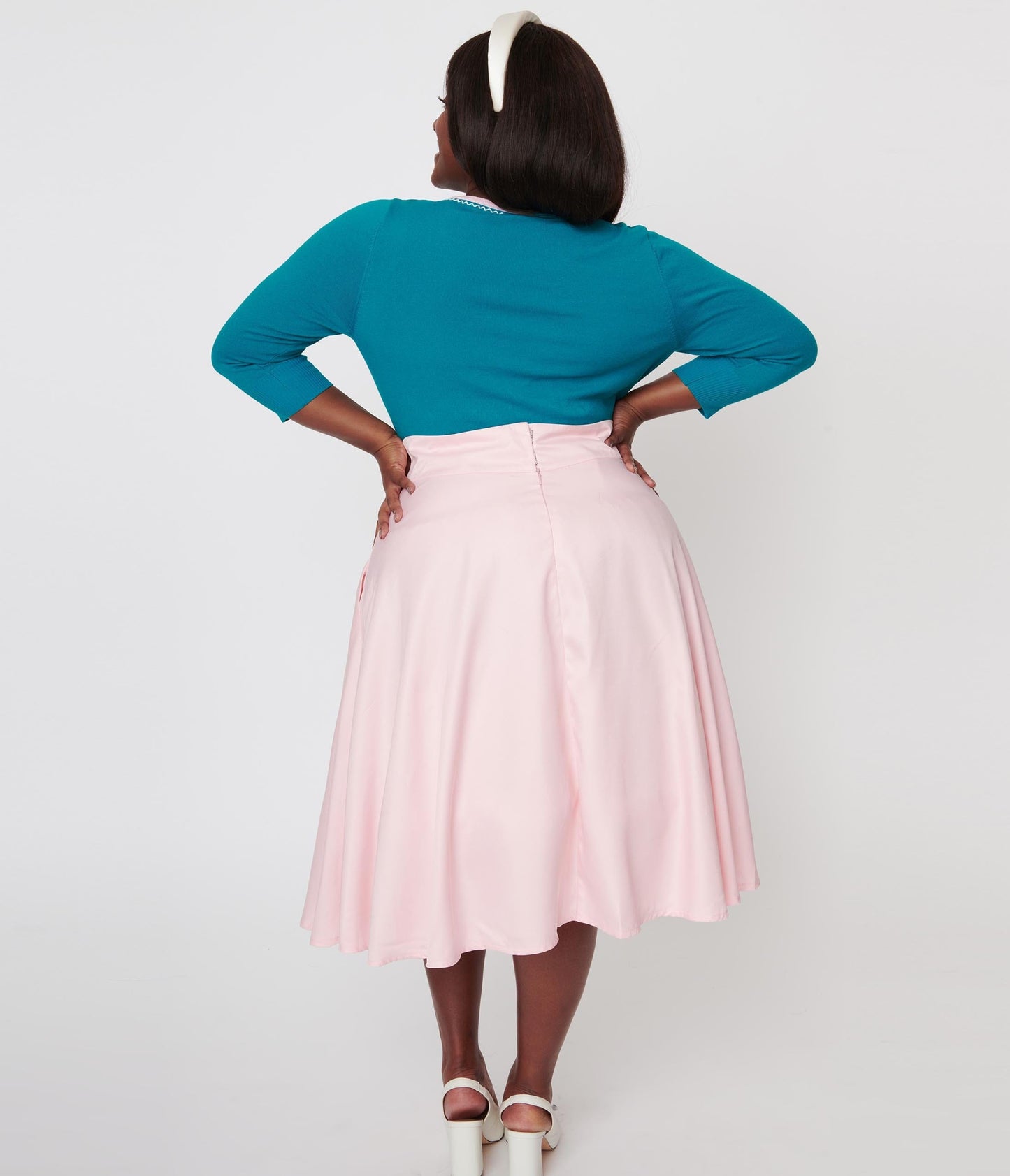 1950s Unique Vintage Plus Size Light Pink Vivien Swing Skirt