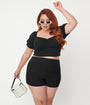 Unique Vintage Plus Size Black Easy Breezy Shorts
