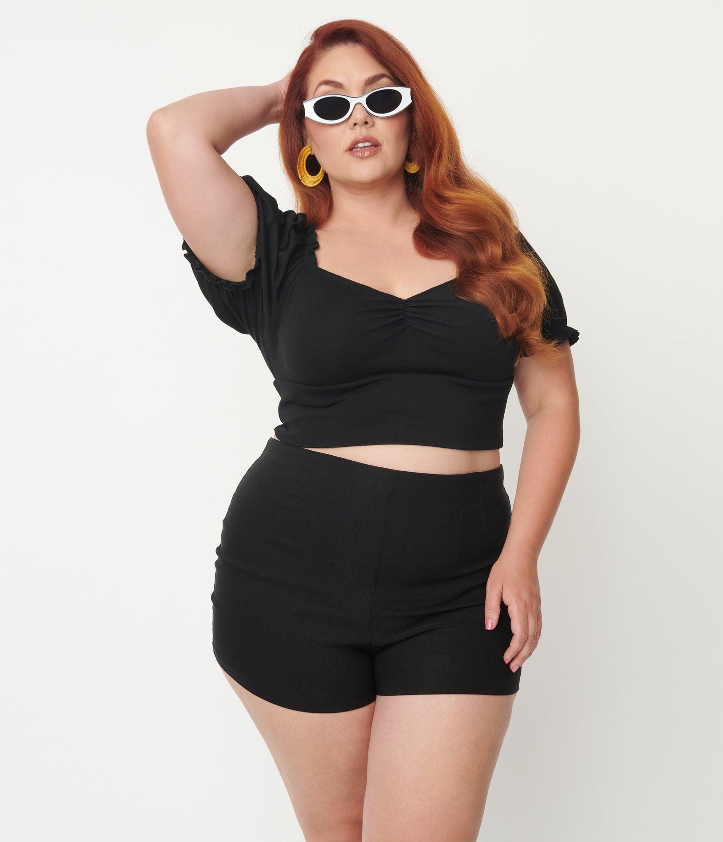 1960s Unique Vintage Plus Size Black Easy Breezy Shorts