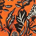 1950s Unique Vintage Orange & Black Tropical Parrot Print Leilani Sarong Dress