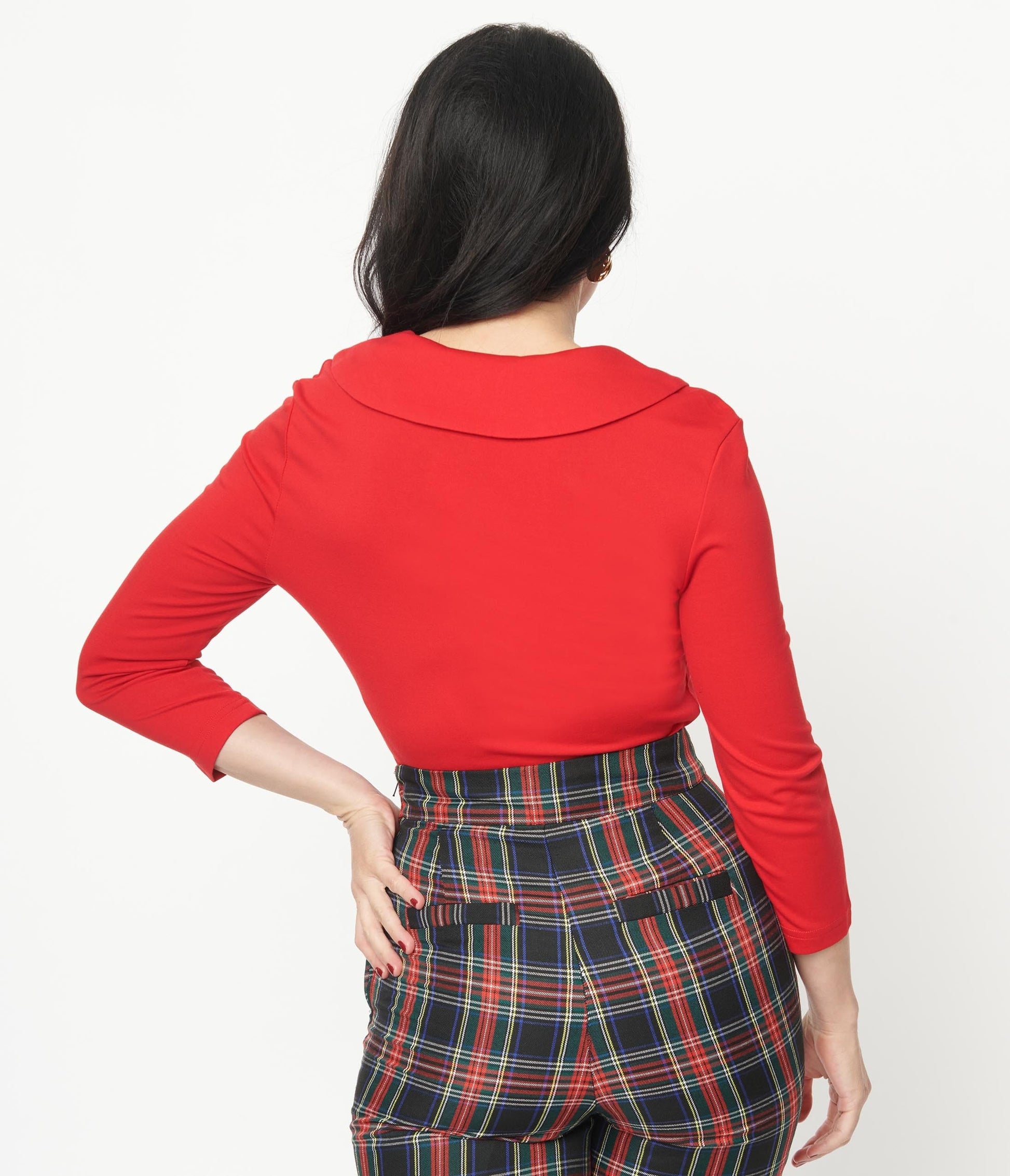 1950s Voodoo Vixen Red Retro Button Lapel Top