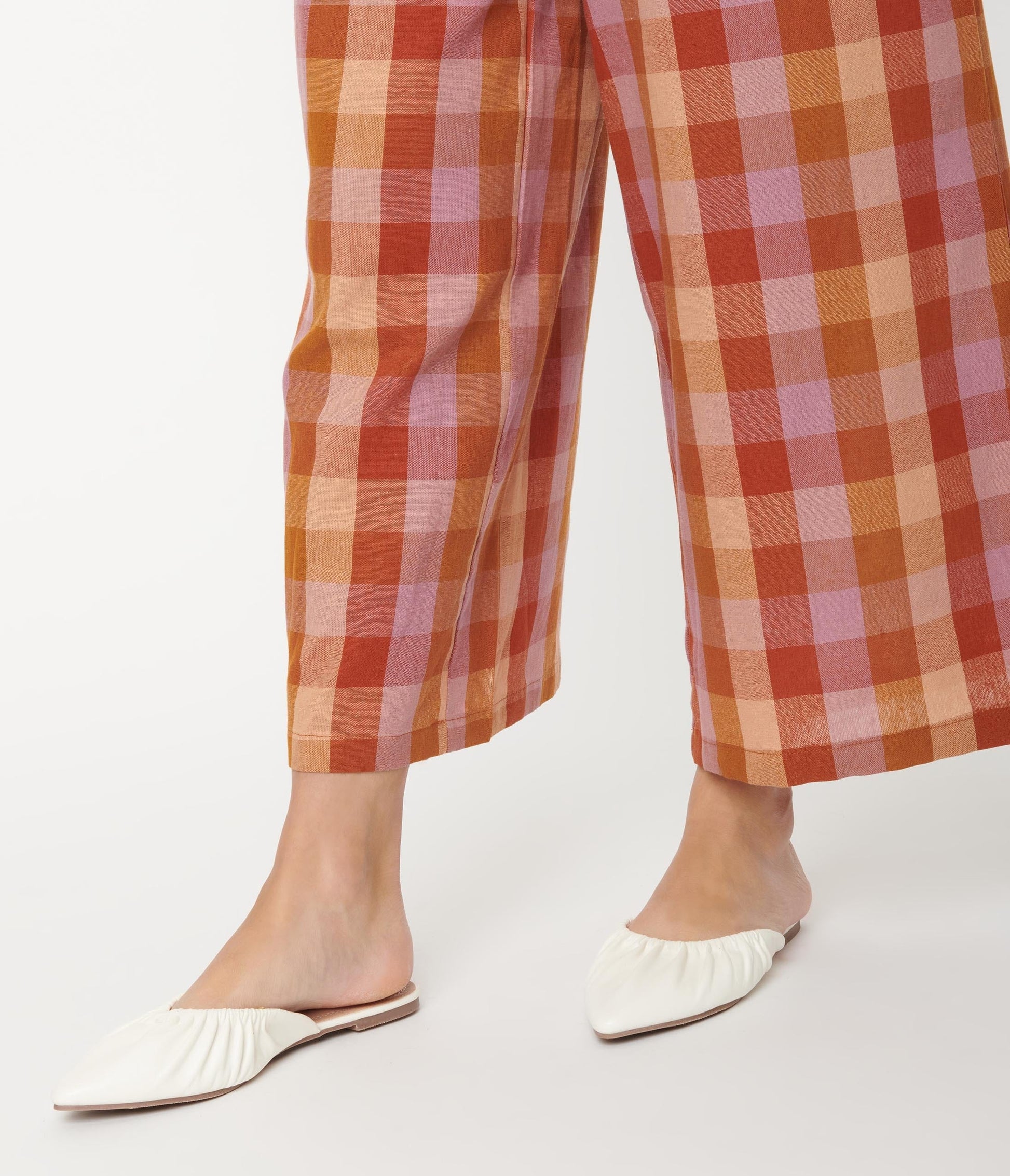 White Leatherette Gathered Mule Flats