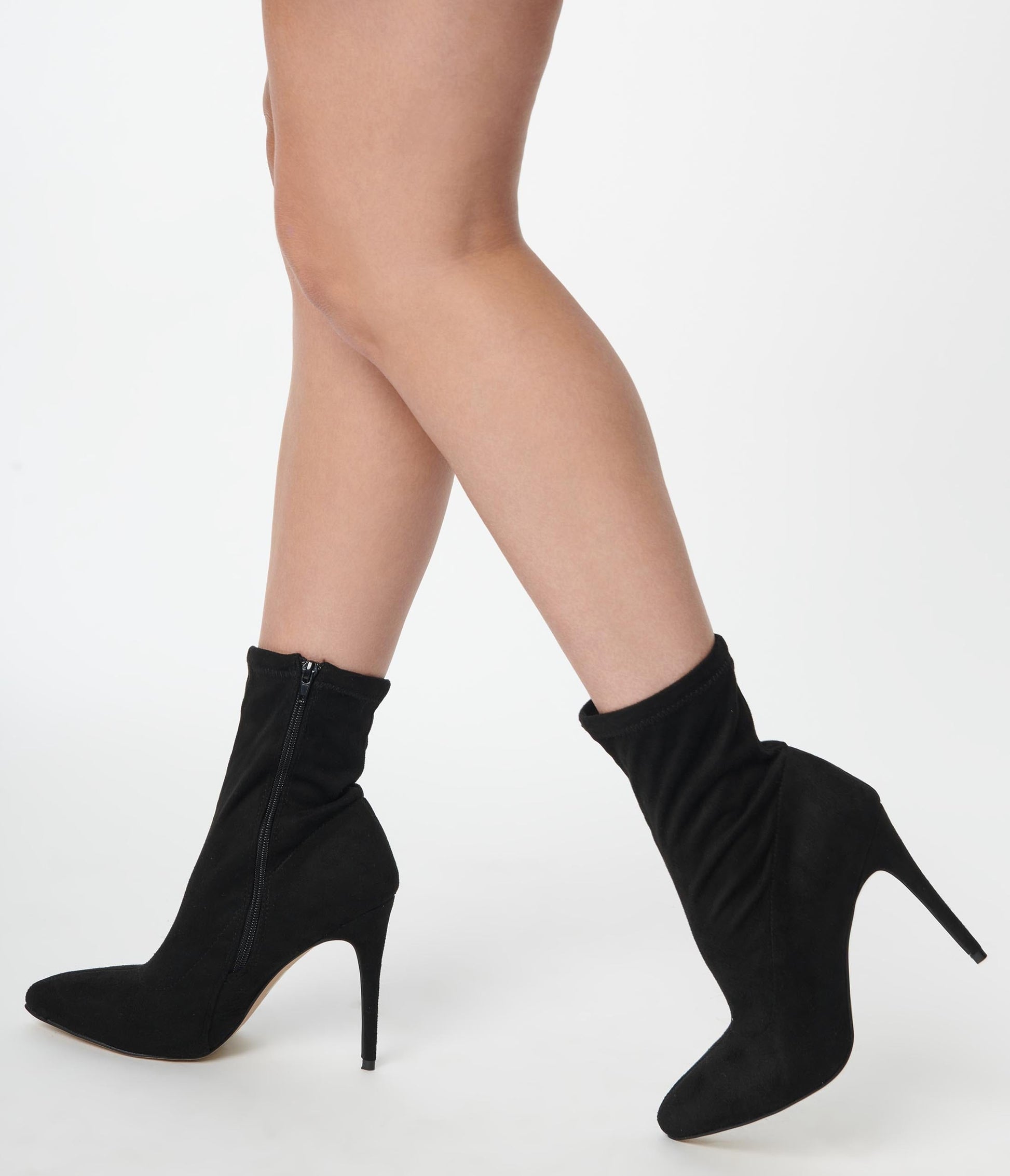 Black Suede High Stiletto Ankle Boots