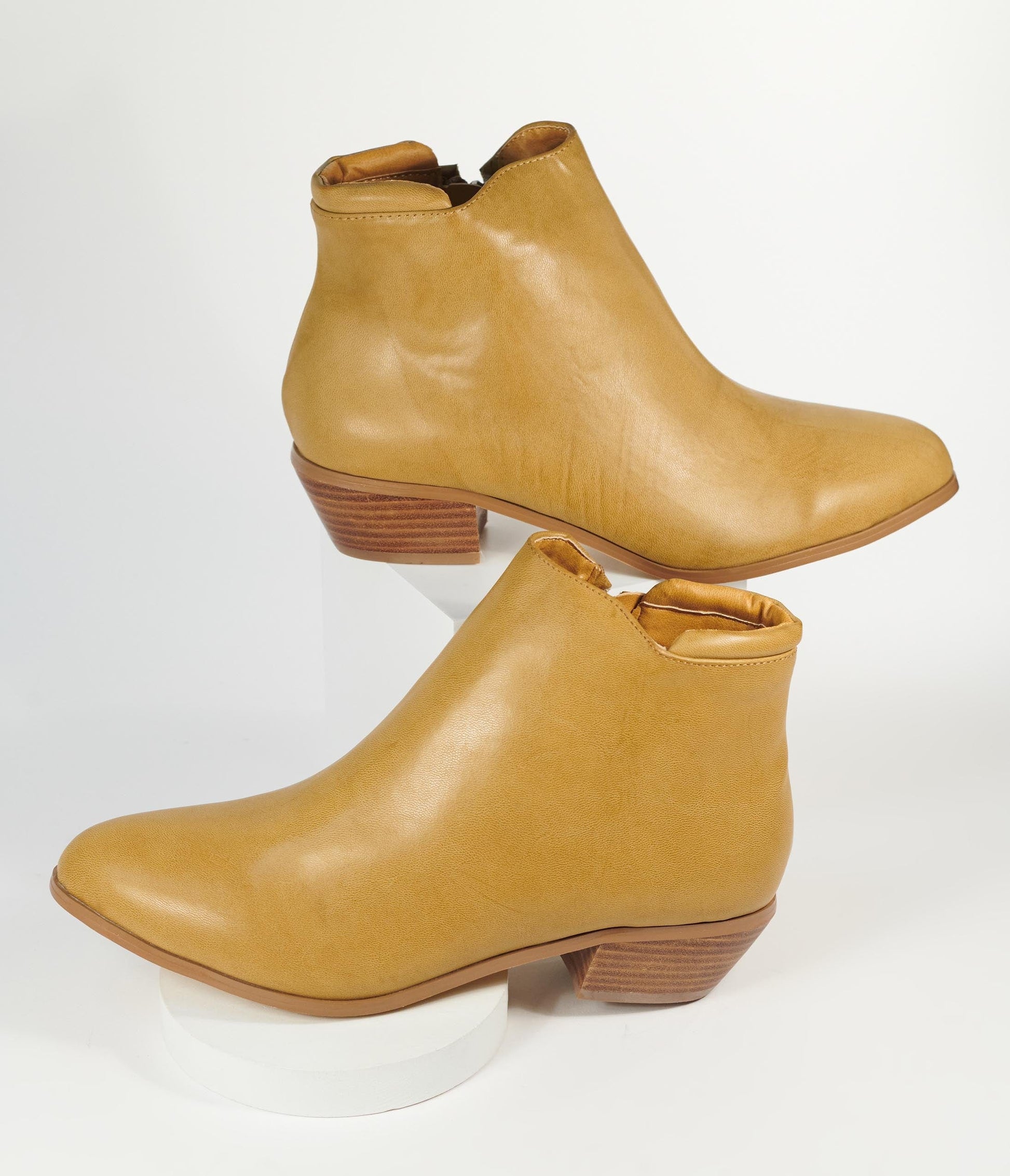 Sand Tan Leatherette Winona Ankle Booties