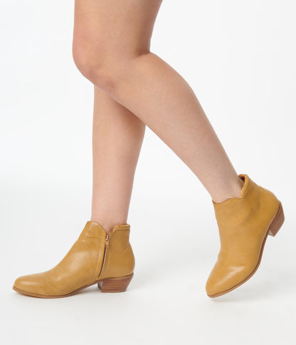 Sand Tan Leatherette Winona Ankle Booties