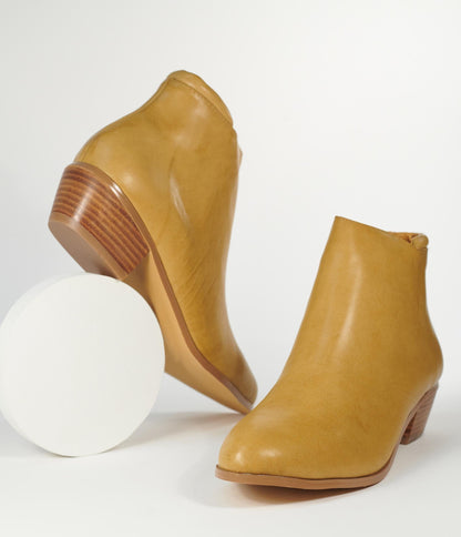 Sand Tan Leatherette Winona Ankle Booties
