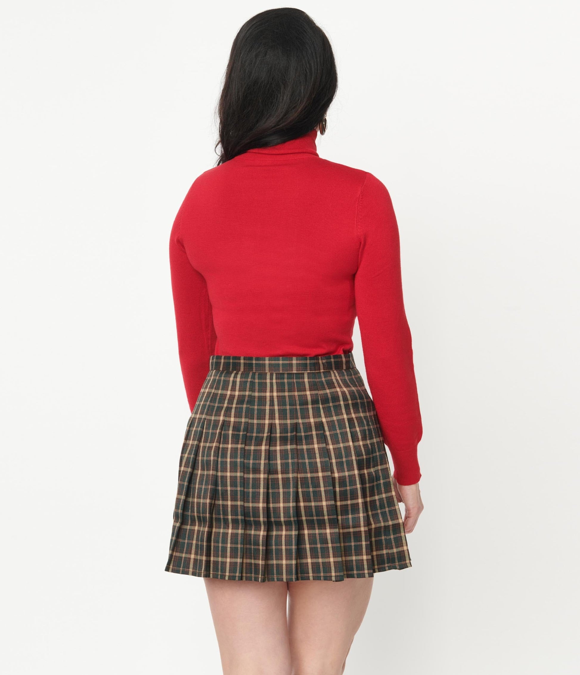 Green Plaid Pleated Tennis Skirt