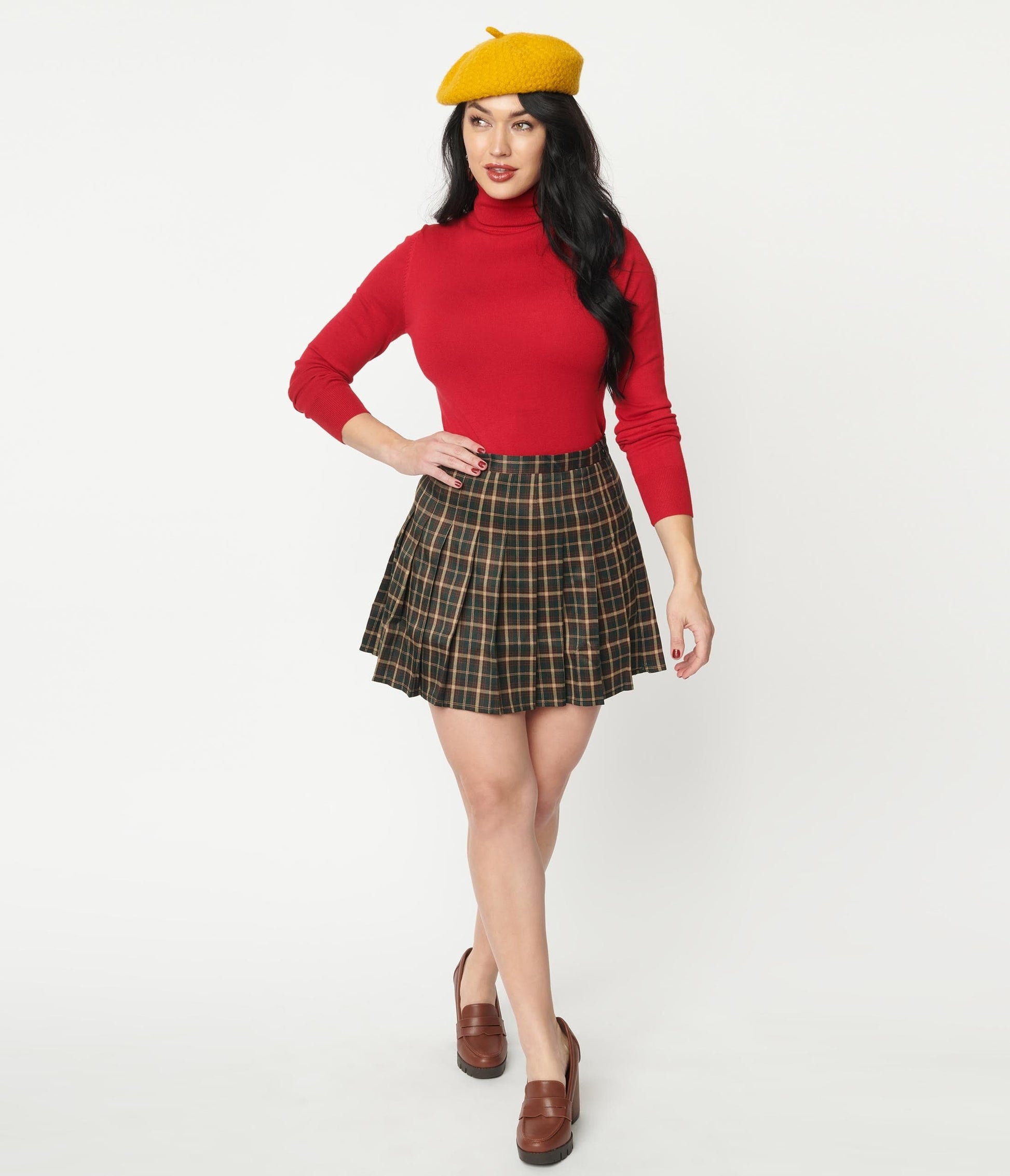 Green Plaid Pleated Tennis Skirt