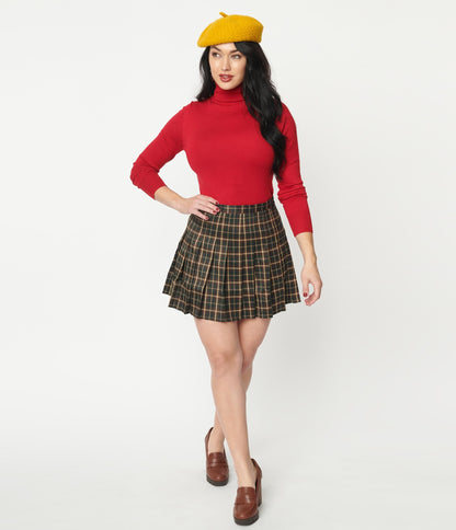 Green Plaid Pleated Tennis Skirt