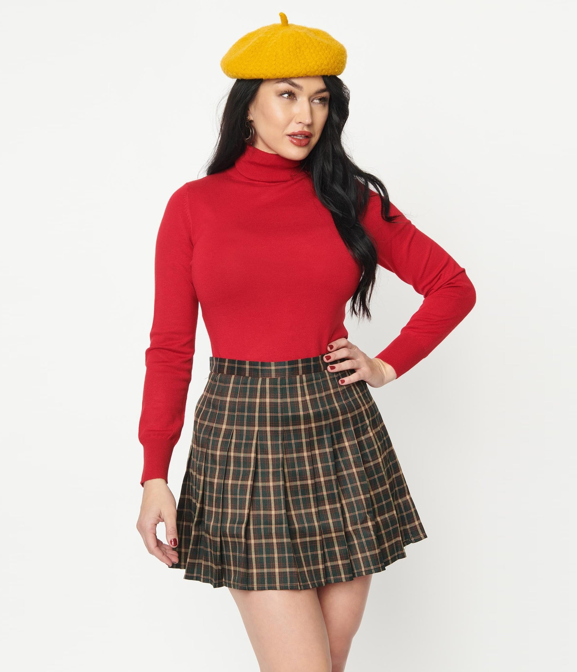 Green Plaid Pleated Tennis Skirt