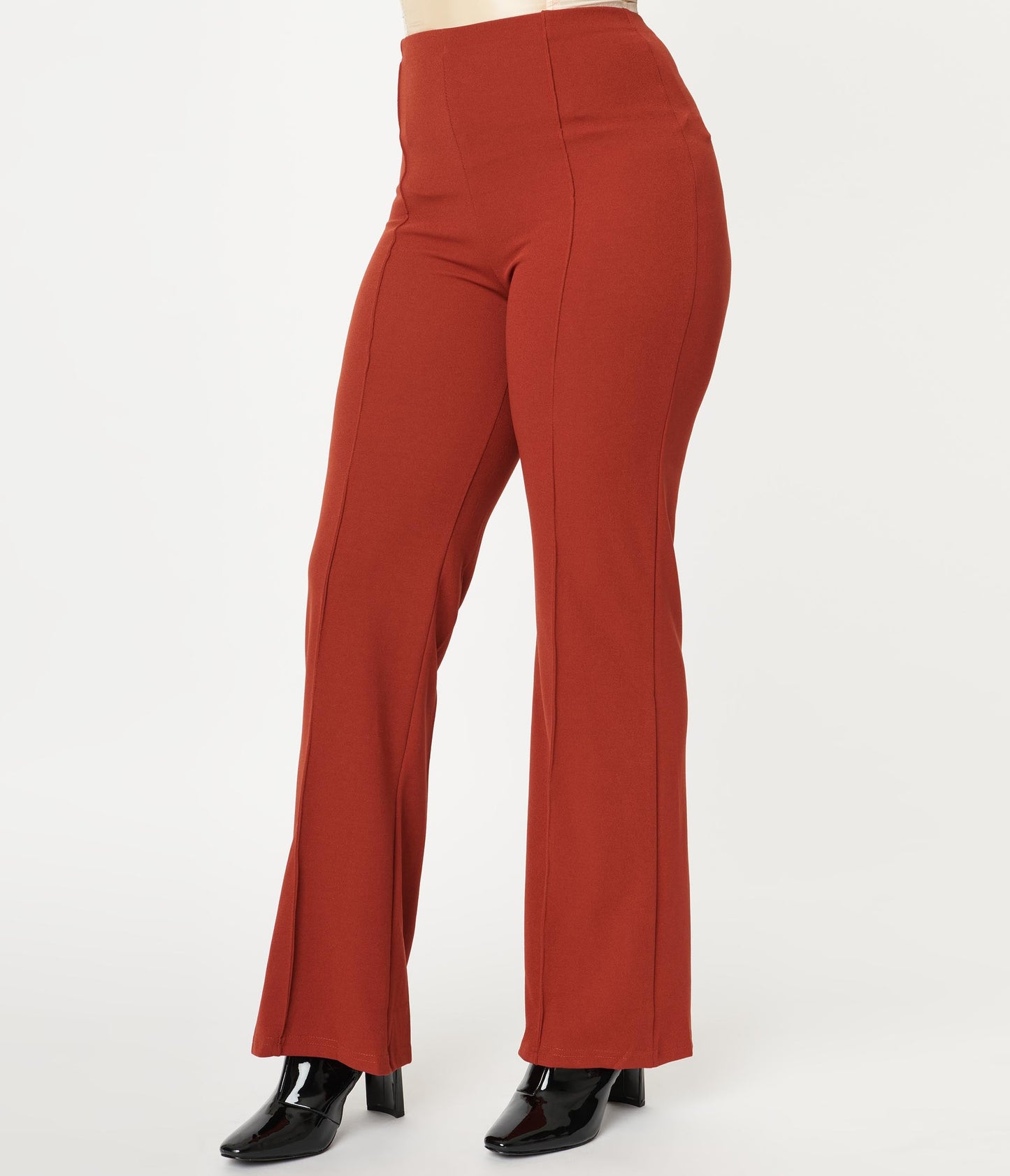 Rust Red High Waist Flare Pants