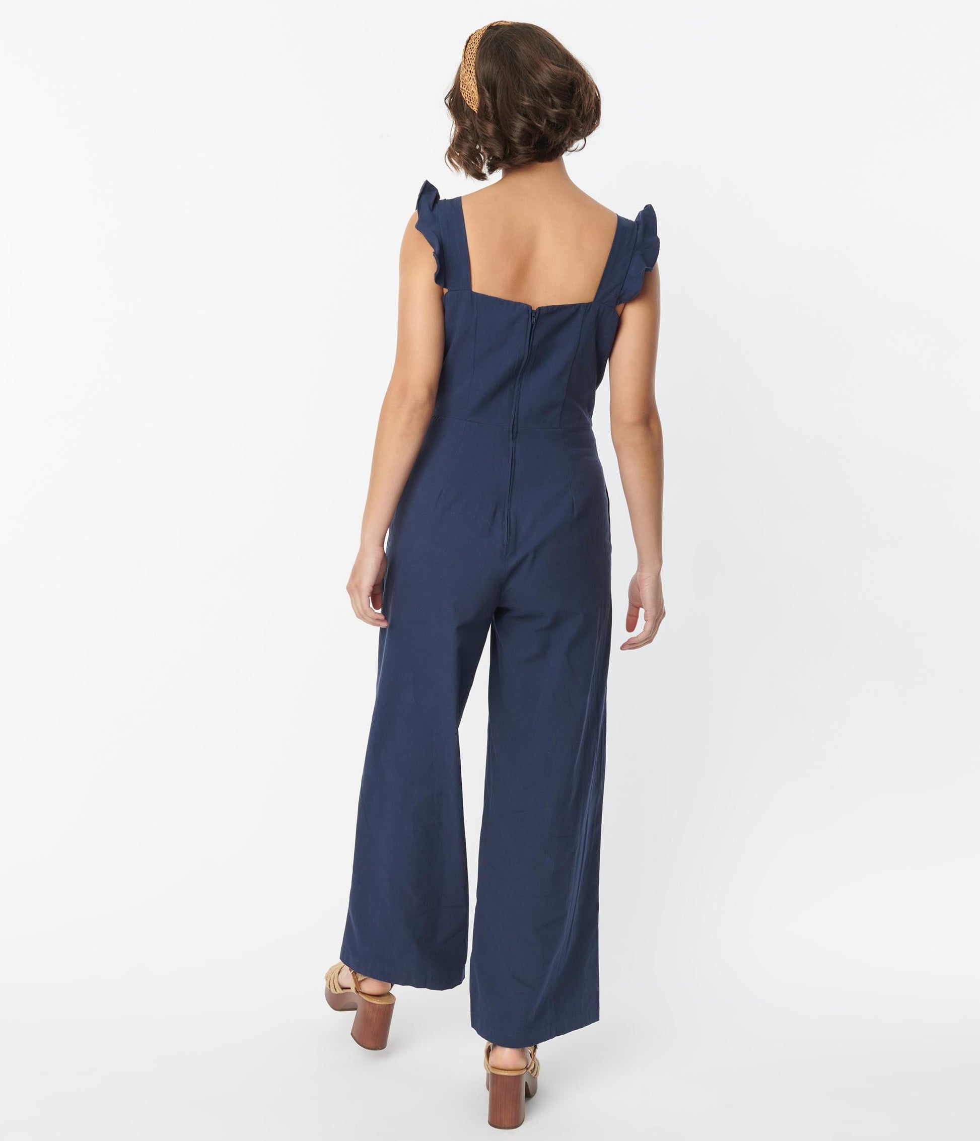 Navy Nautical Wide Leg Jumpsuit