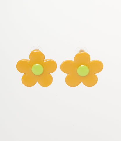 1960s Orange Daisy Earrings