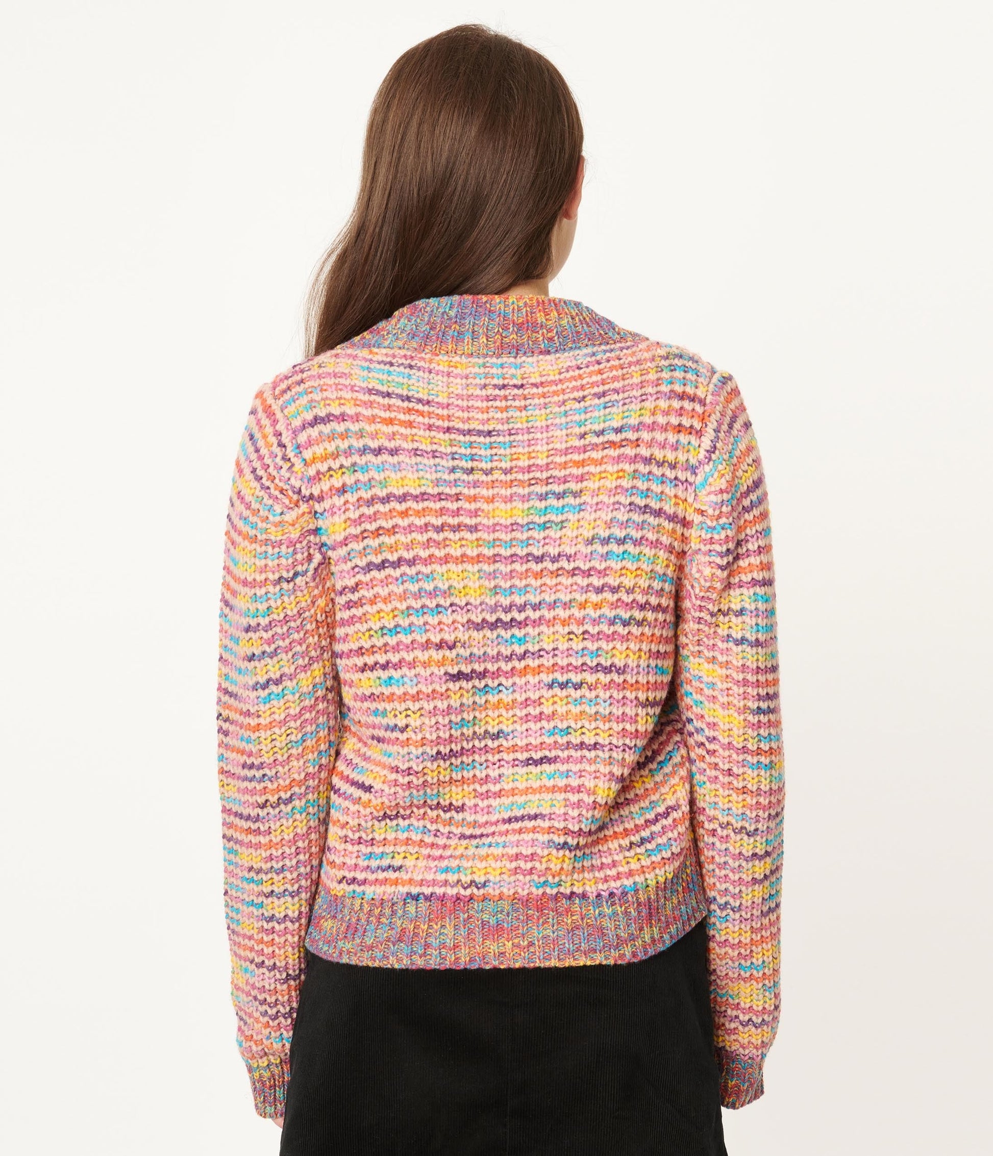 Pink Rainbow Stripe Knit Cardigan