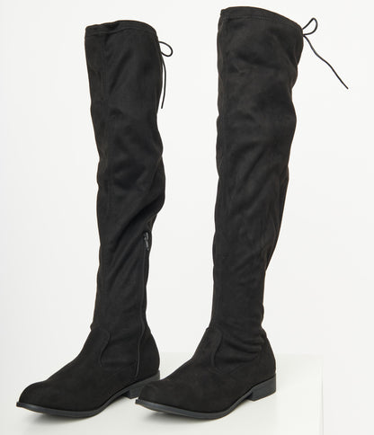 Black Suede Thigh-High Boots