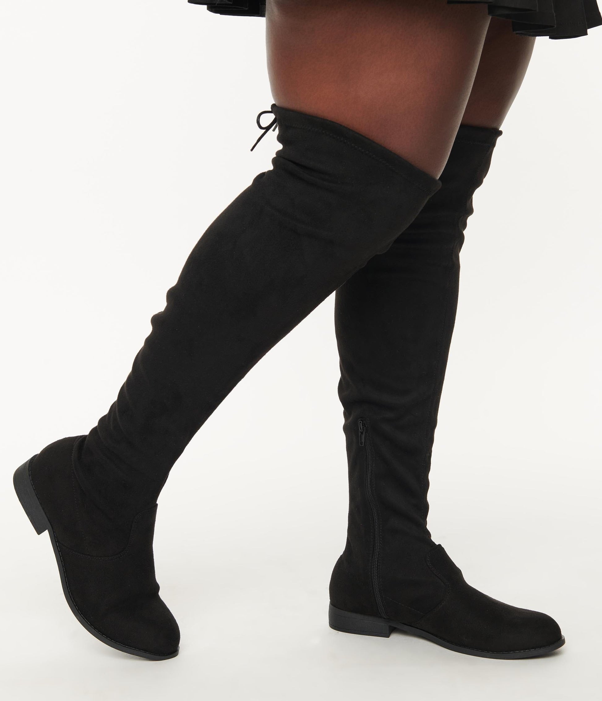 Black Suede Thigh-High Boots
