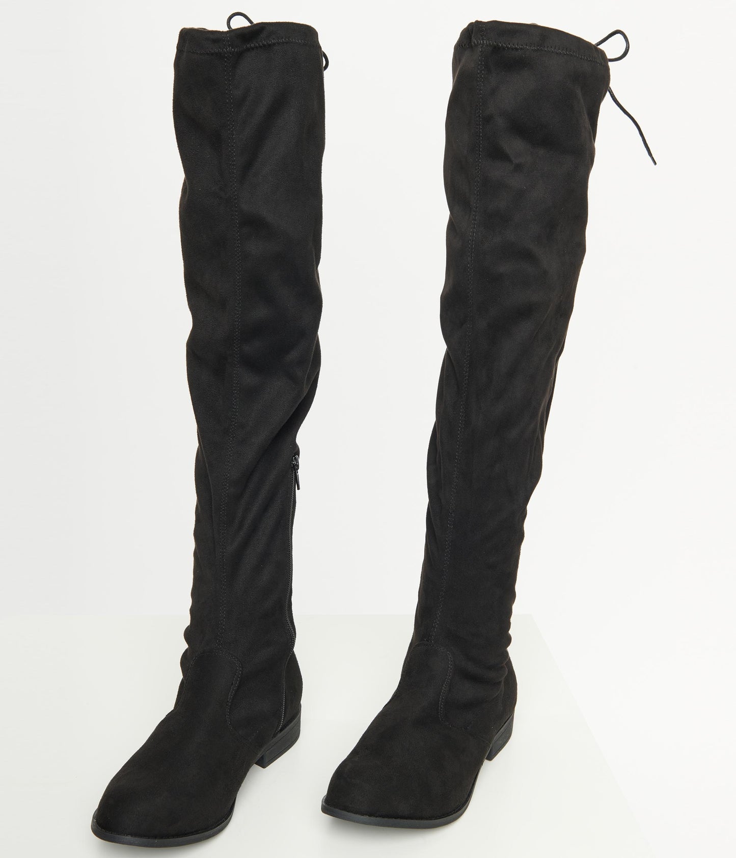 Black Suede Thigh-High Boots