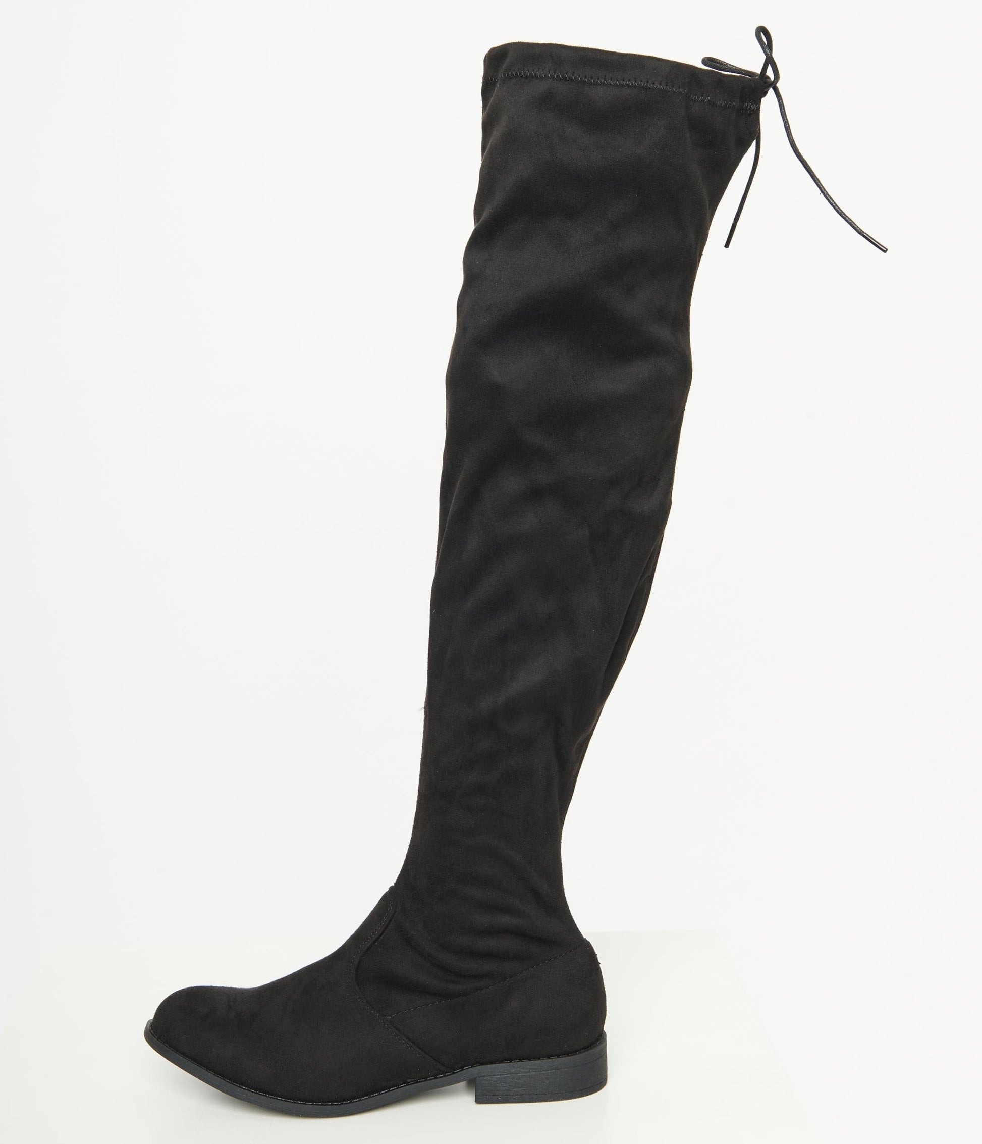 Black Suede Thigh-High Boots