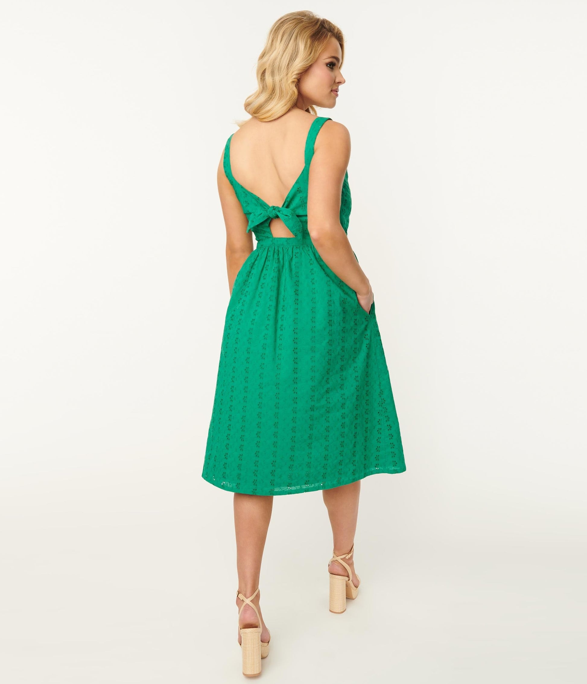 Green Eyelet Button Up Sundress