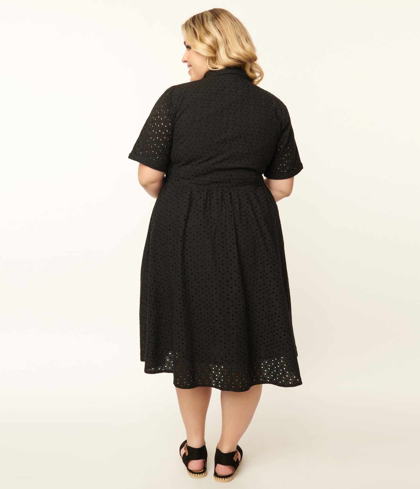 Plus Size Black Eyelet Harlow Swing Dress