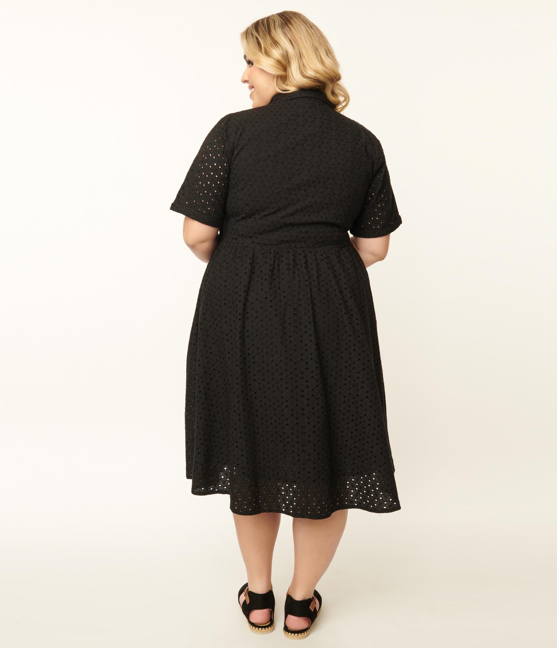 Plus Size Black Eyelet Harlow Swing Dress