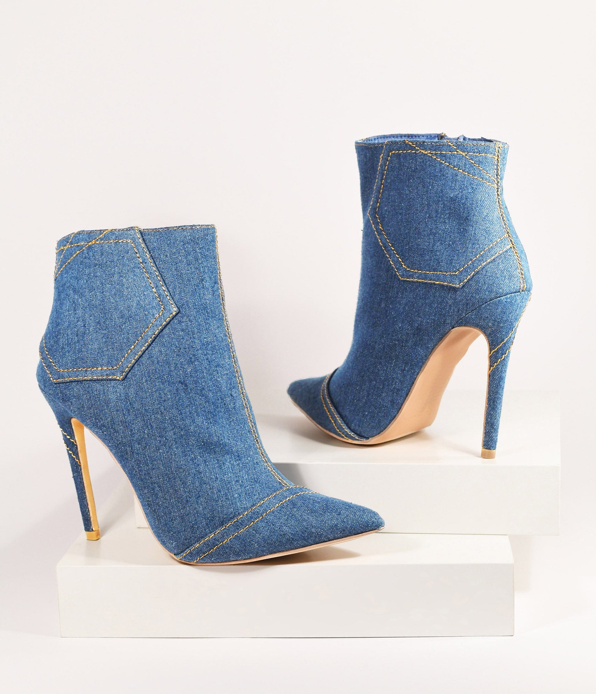 Denim Stiletto Booties