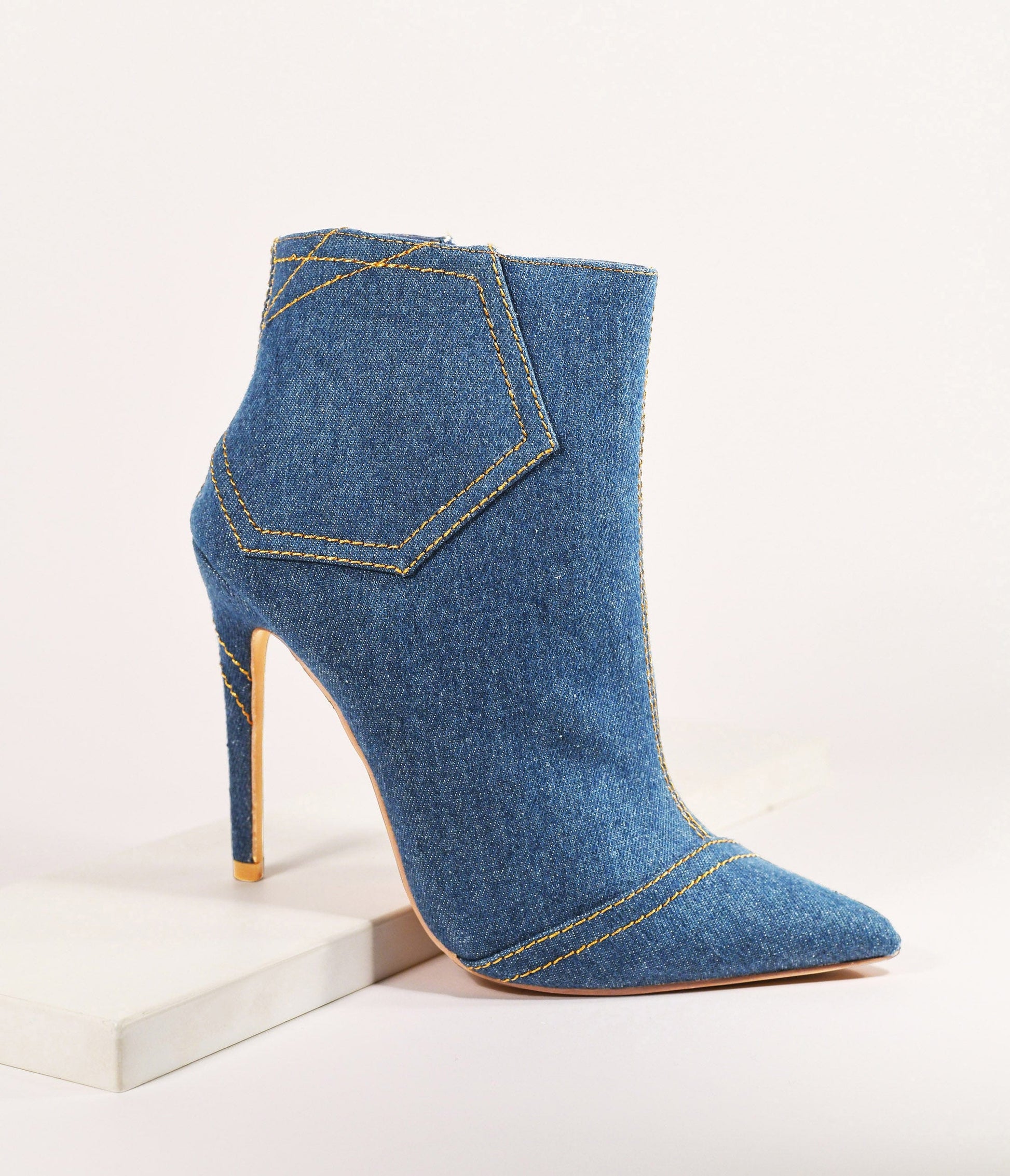 Denim Stiletto Booties