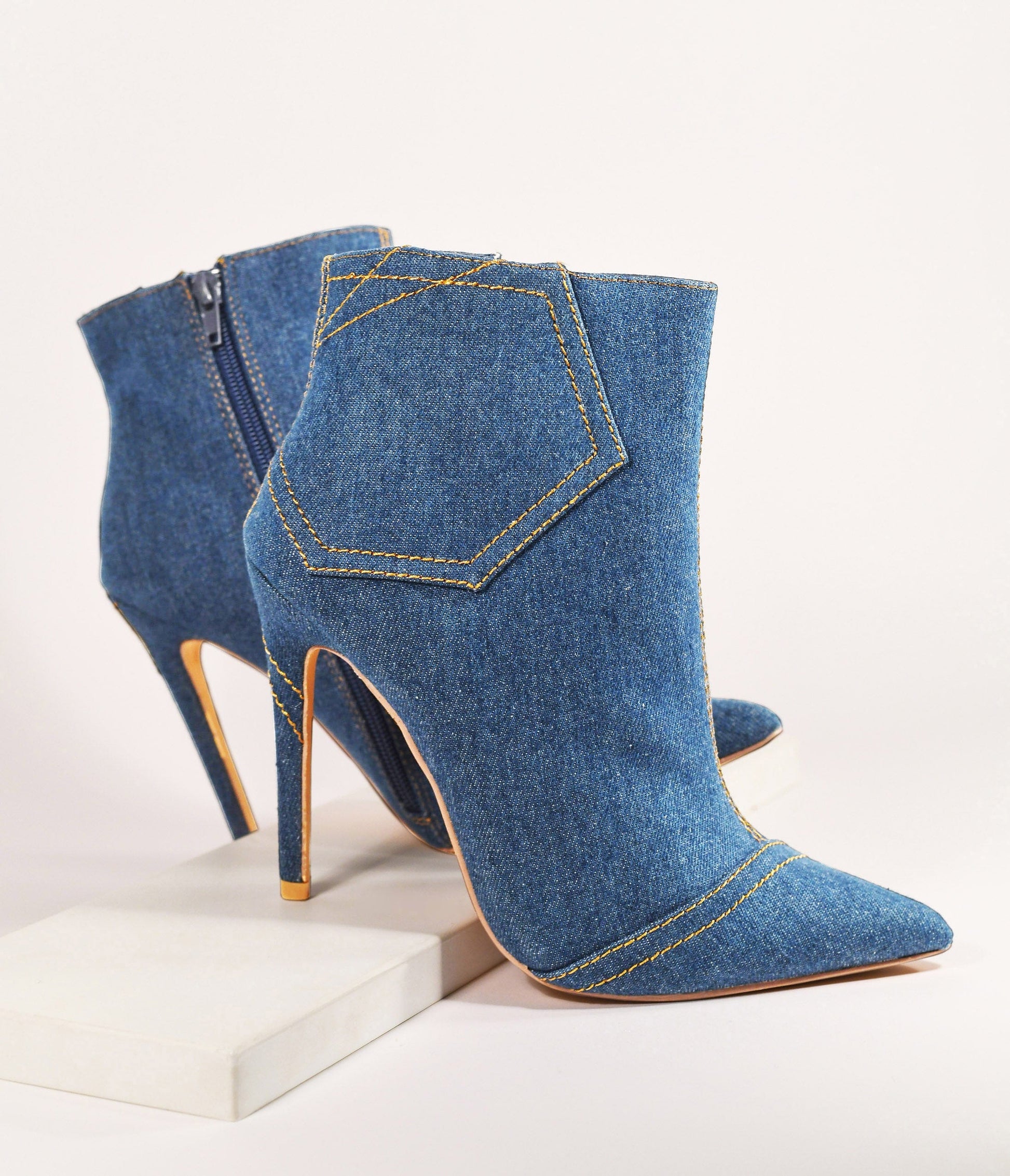 Denim Stiletto Booties