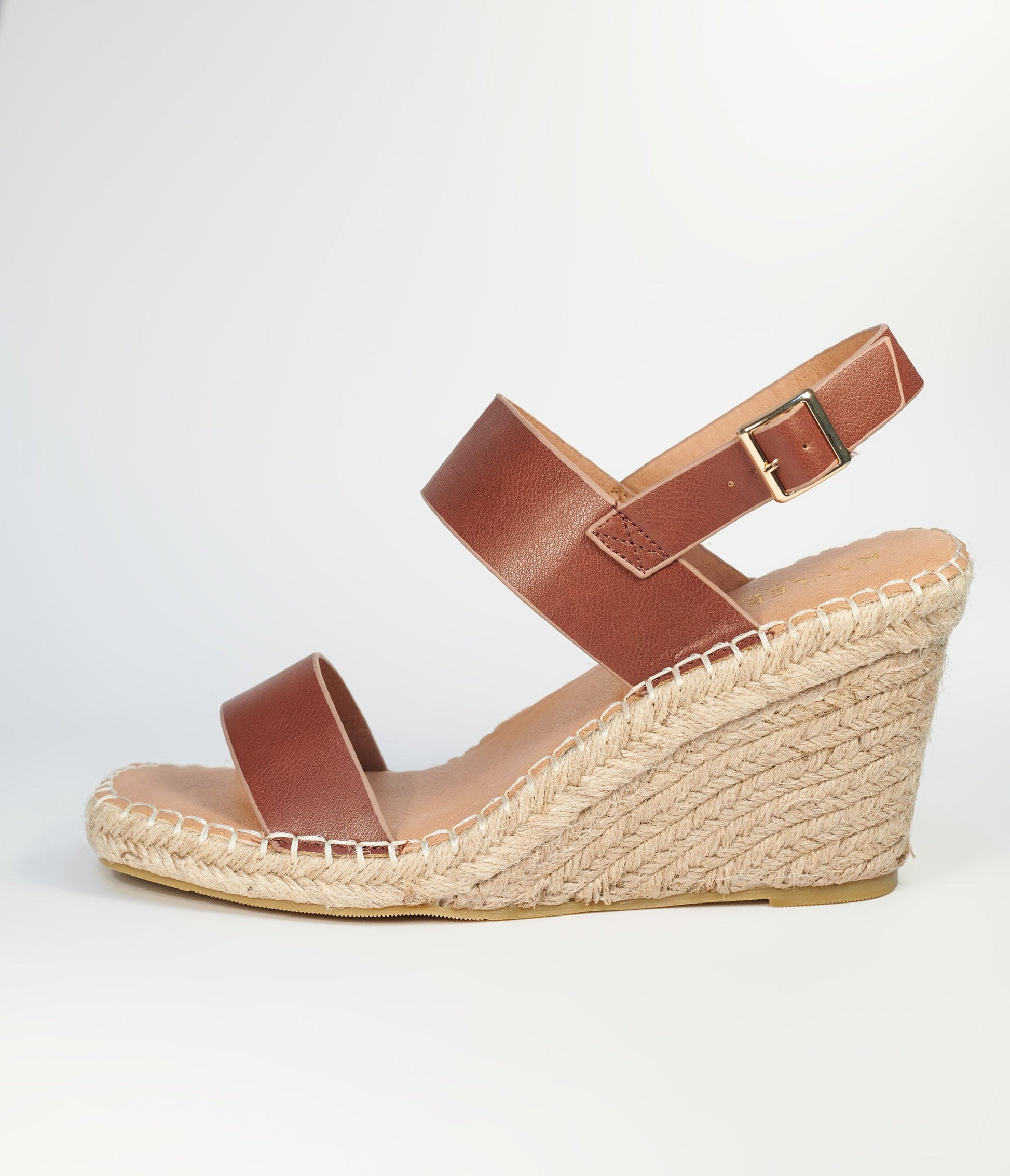 Brown Leatherette Espadrille Wedge Sandals