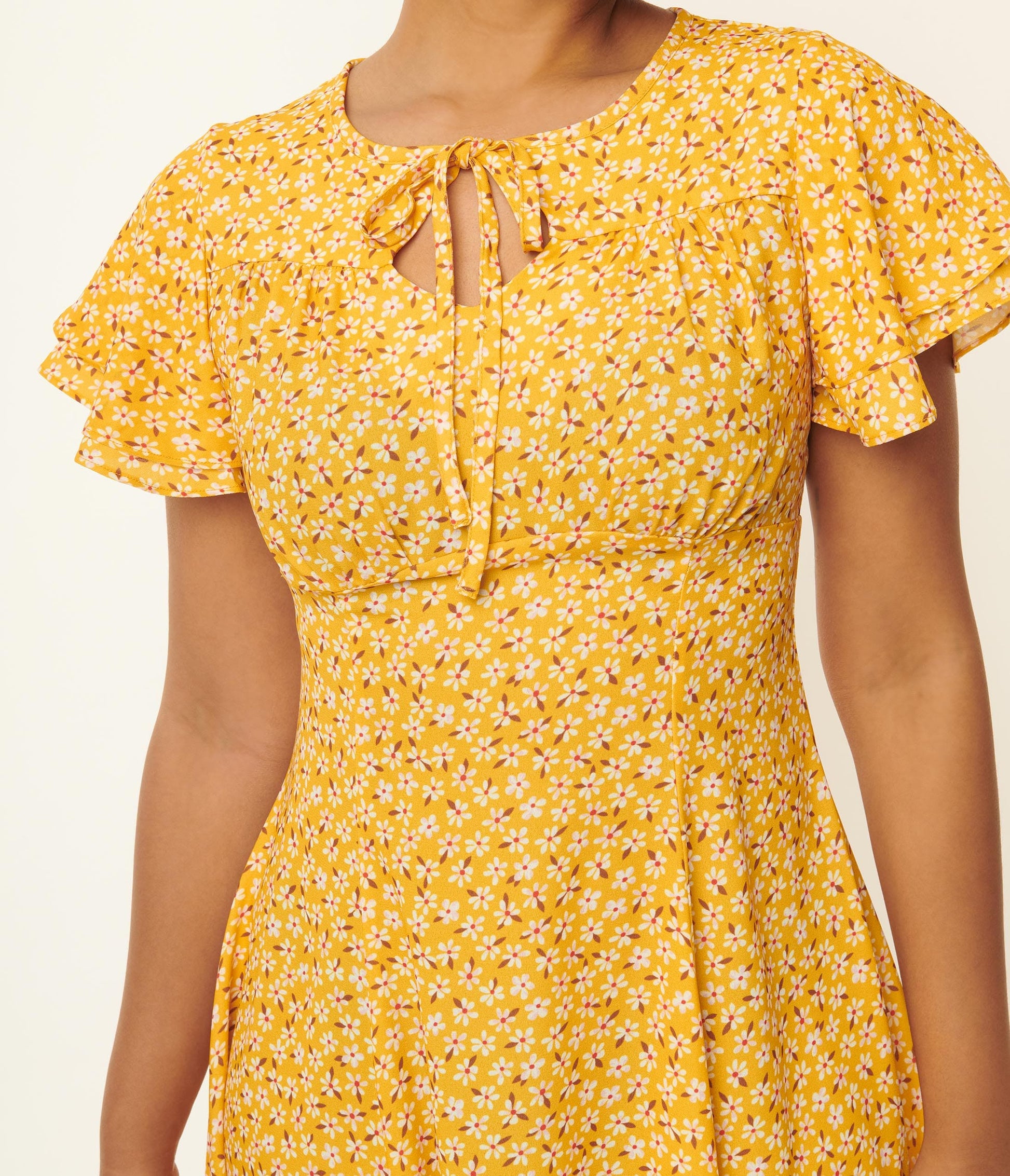 Yellow & White Floral Swing Dress