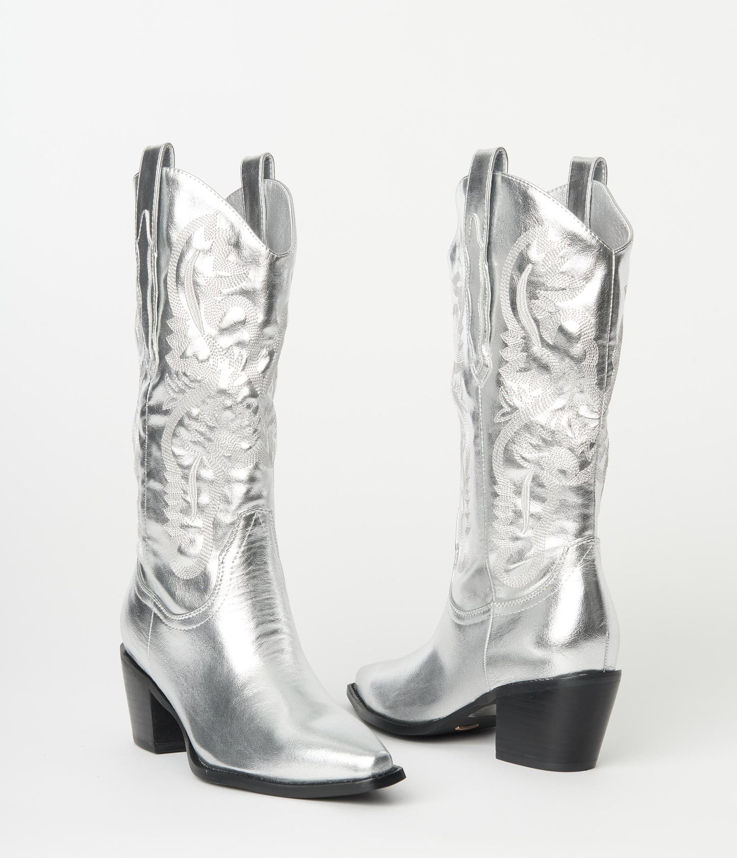 Silver Metallic Cowboy Boot